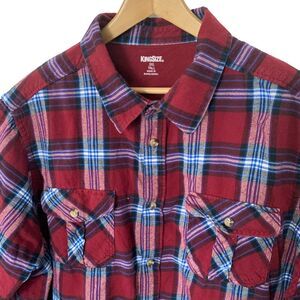 KING SIZE Brand Mens 3XLT Tall Long Sleeve Button Front Flannel Shirt Red Plaid